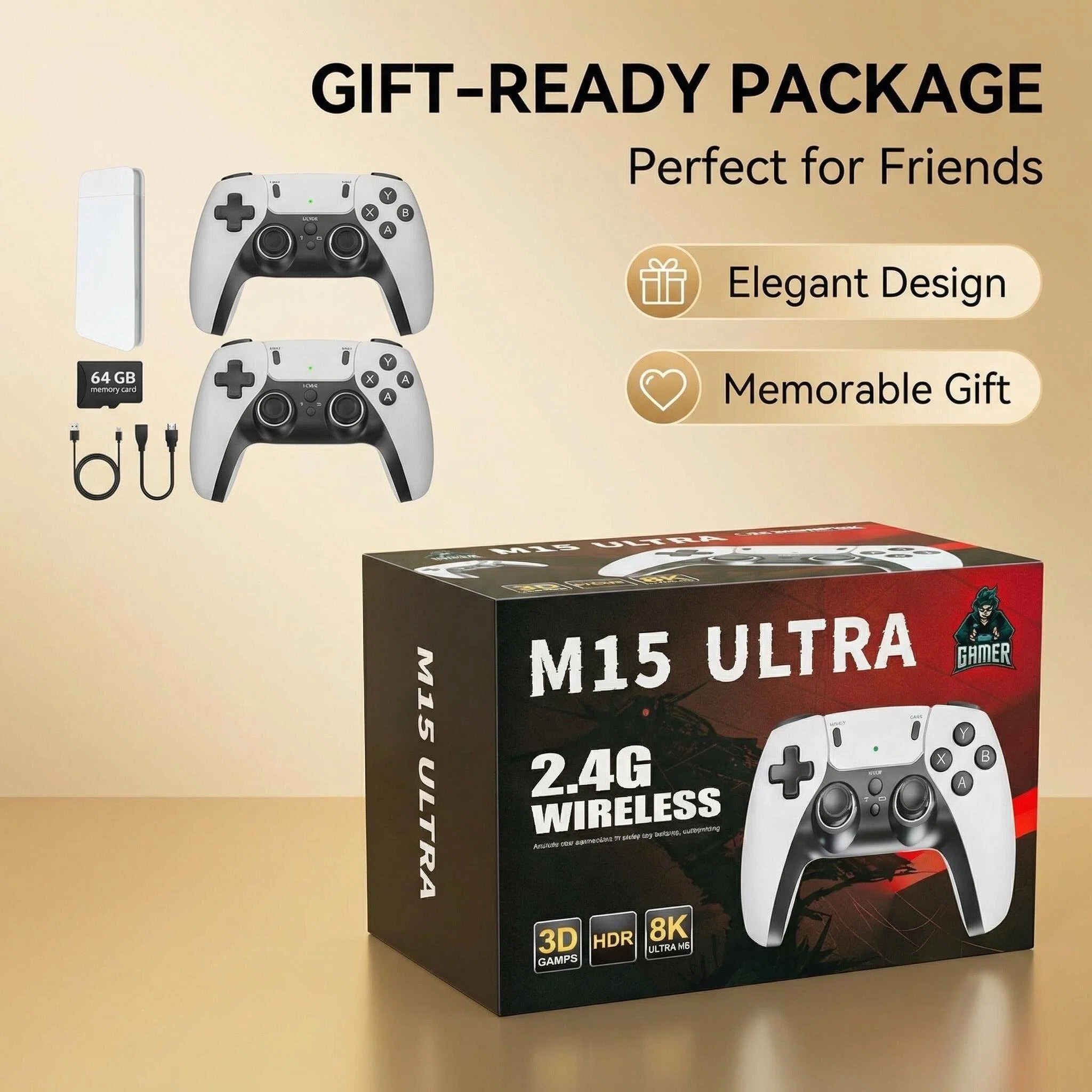 Retro Gaming Upscaler - M15 Ultra 2.4G Kablosuz Oyun Konsolu