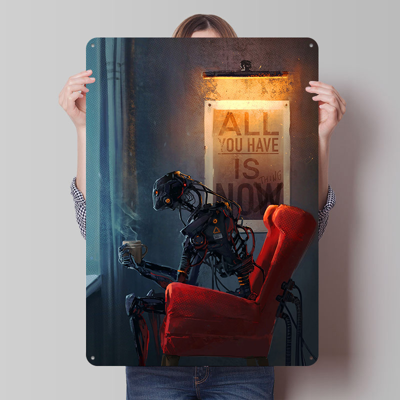 Retro Gaming Now - Şimdi Hiçbir Şey Metal Poster Özelleştirilmiş