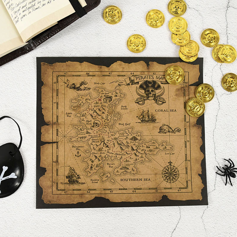 Retro Gaming Decor - Korsan Macera Hazine Avı Haritası Retro